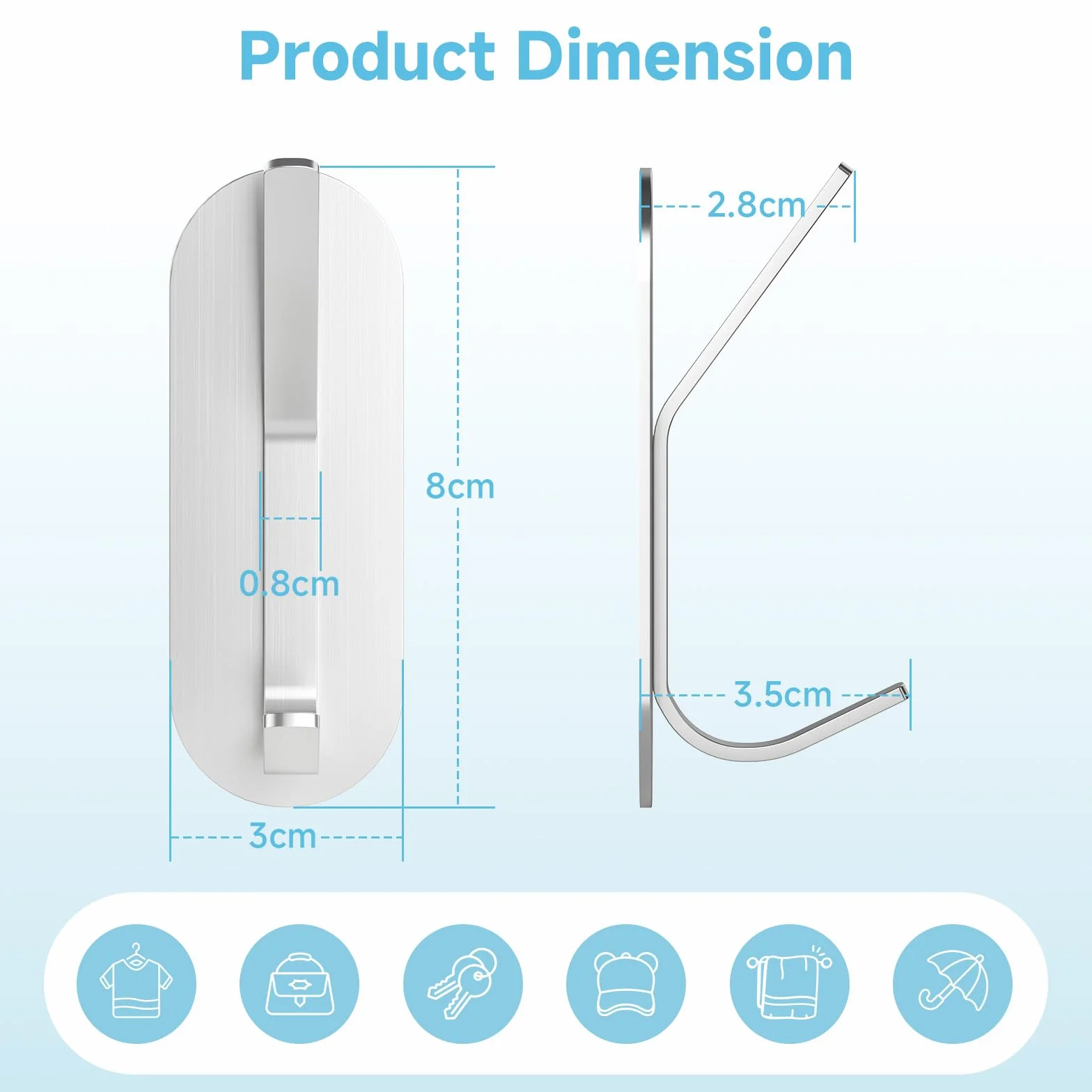 Alyvisun 5 Piezas Ganchos Adhesivos para Pared, Colgadores Adhesivos Resistentes de Acero Inoxidable, Ganchos de Pared sin Taladrar, Colgador Toalla para Baño Cocina Armario (Plata)