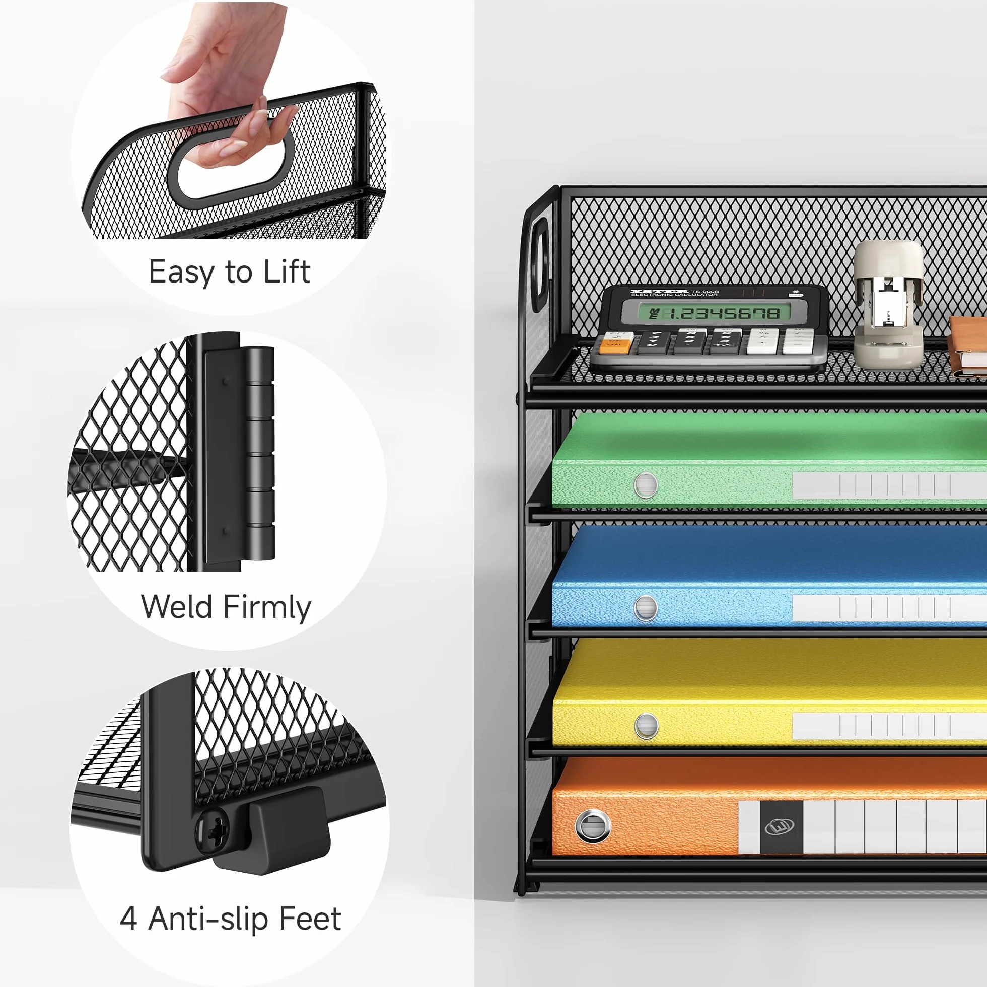 VITVITI Organizador de Escritorio 5 Niveles Bandeja para Cartas Soporte apilable Negro