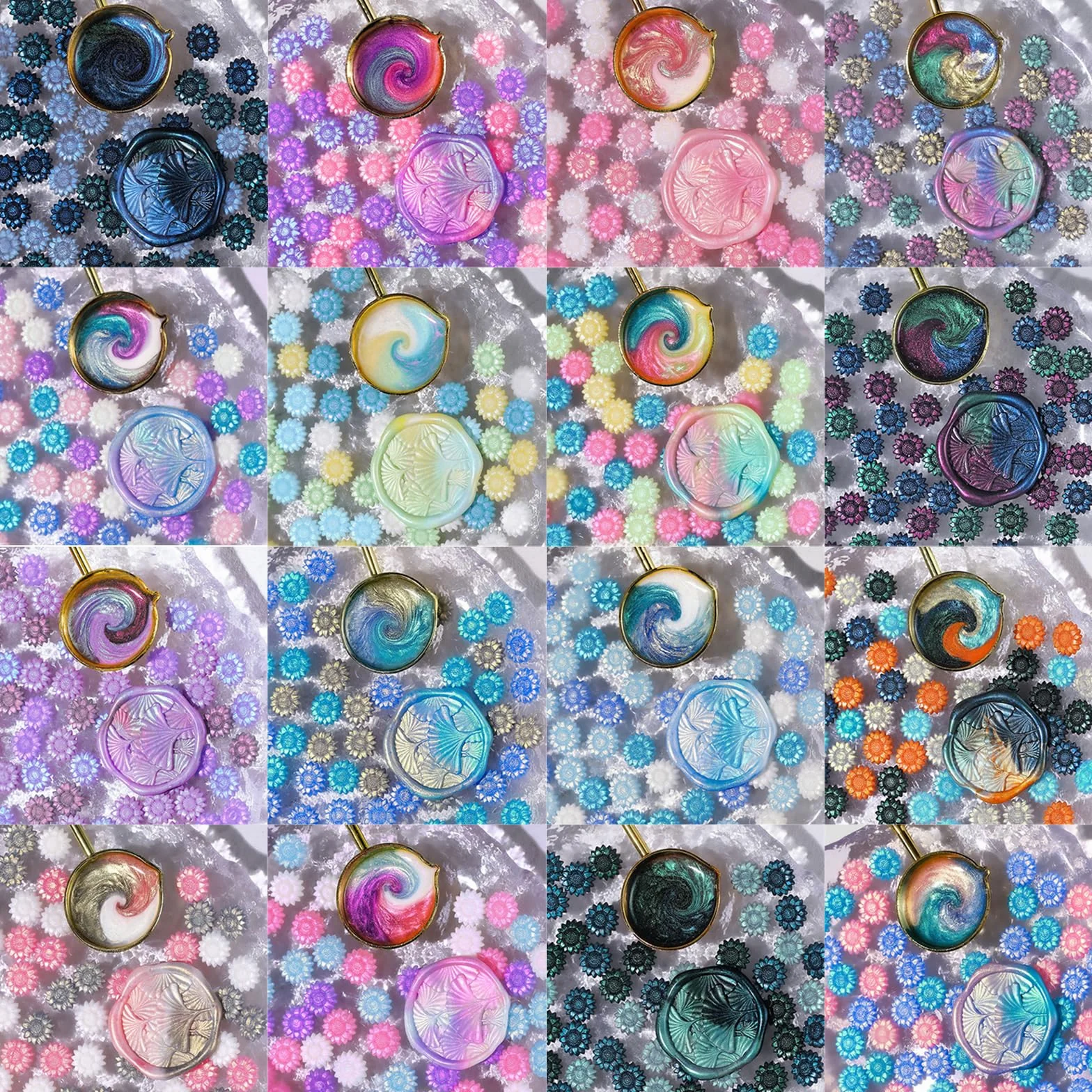 100 cuentas de sello de cera de flores coloridas para sello de cera, invitaciones de boda, manualidades