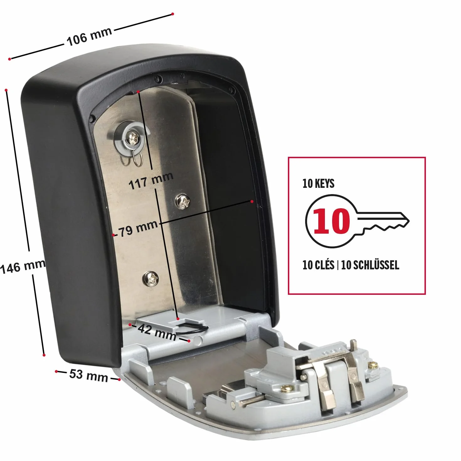 Master Lock Caja fuerte para llaves [Extragrande] [Montaje mural] - 5403EURD - Caja de seguridad