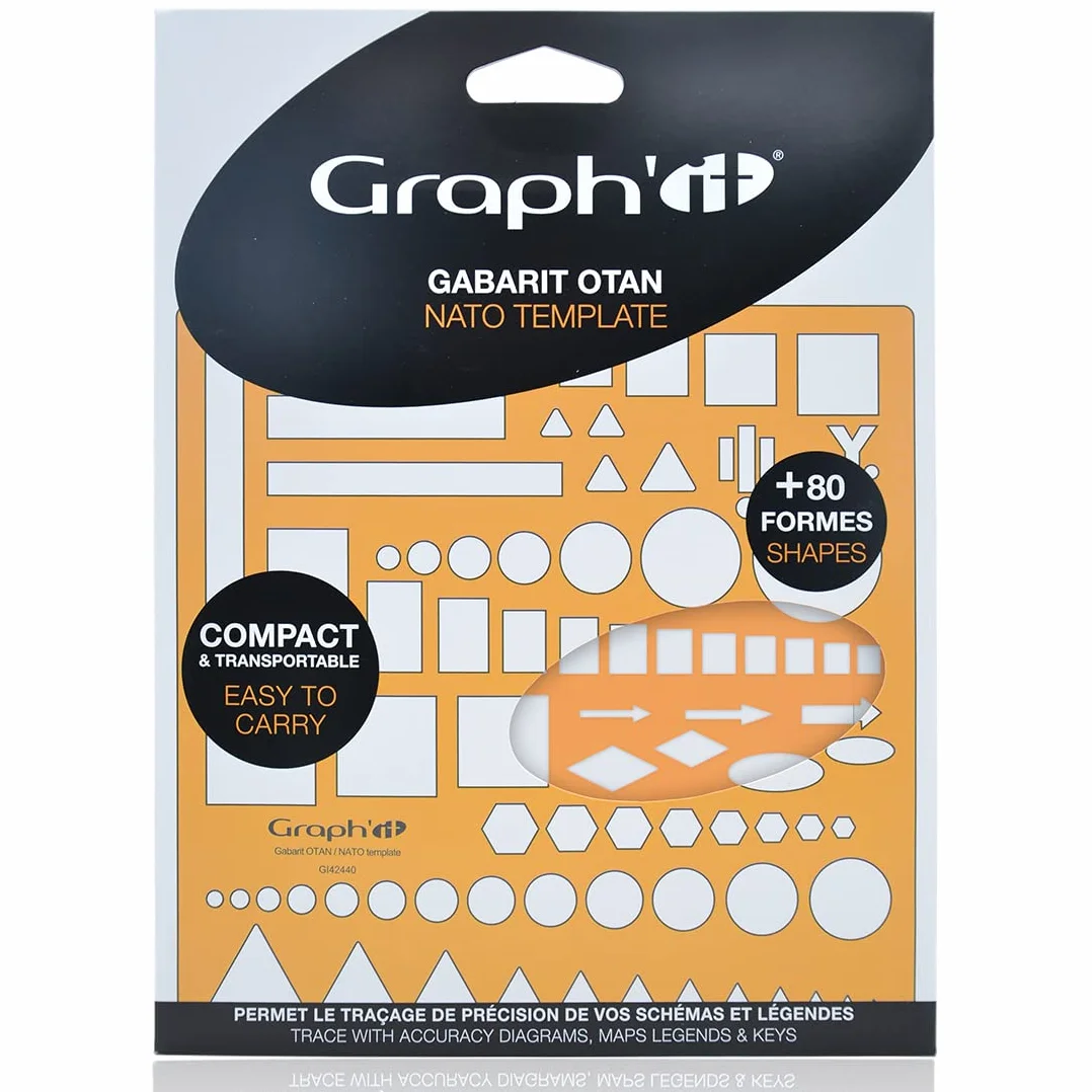 GRAPH'IT Plantilla OTAN - Normógrafo traza símbolo para mapa y esquema, GI42440, Naranja