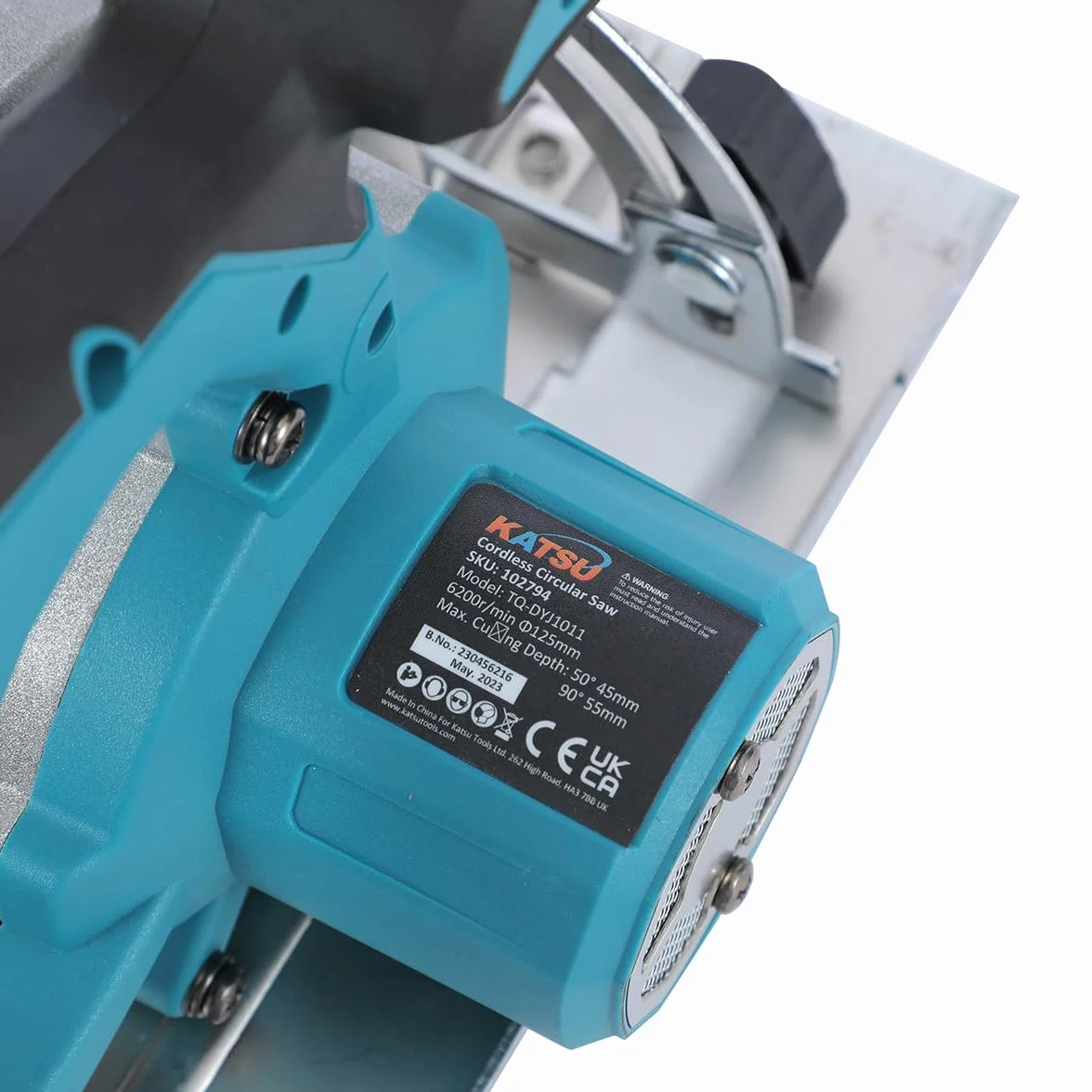 Sierra Circular Inalámbrica KATSU FIT-BAT de 21V, Sierra Circular Eléctrica de 5" con Motor sin Escobillas, 13000RPM, 30mm Profundidad de Corte, Hoja de Corte de 125mm Incluida, sin Baterías