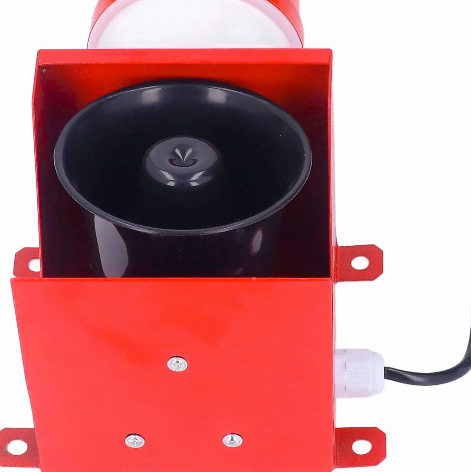 Sirena Industrial 115 dB con Luz LED Intermitente, Volumen Ajustable, IP65 Impermeable, Alarma Acústica y Visual AC 220V, Avisador de Seguridad, Luz de Advertencia LED, Enchufe UE