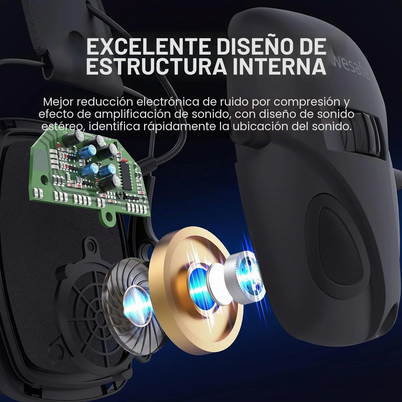 Awesafe Protectores Auditivos Electrónicos Cascos Antiruido con Caja de Almacenamiento Profesional para Tiro Caza Jardinería