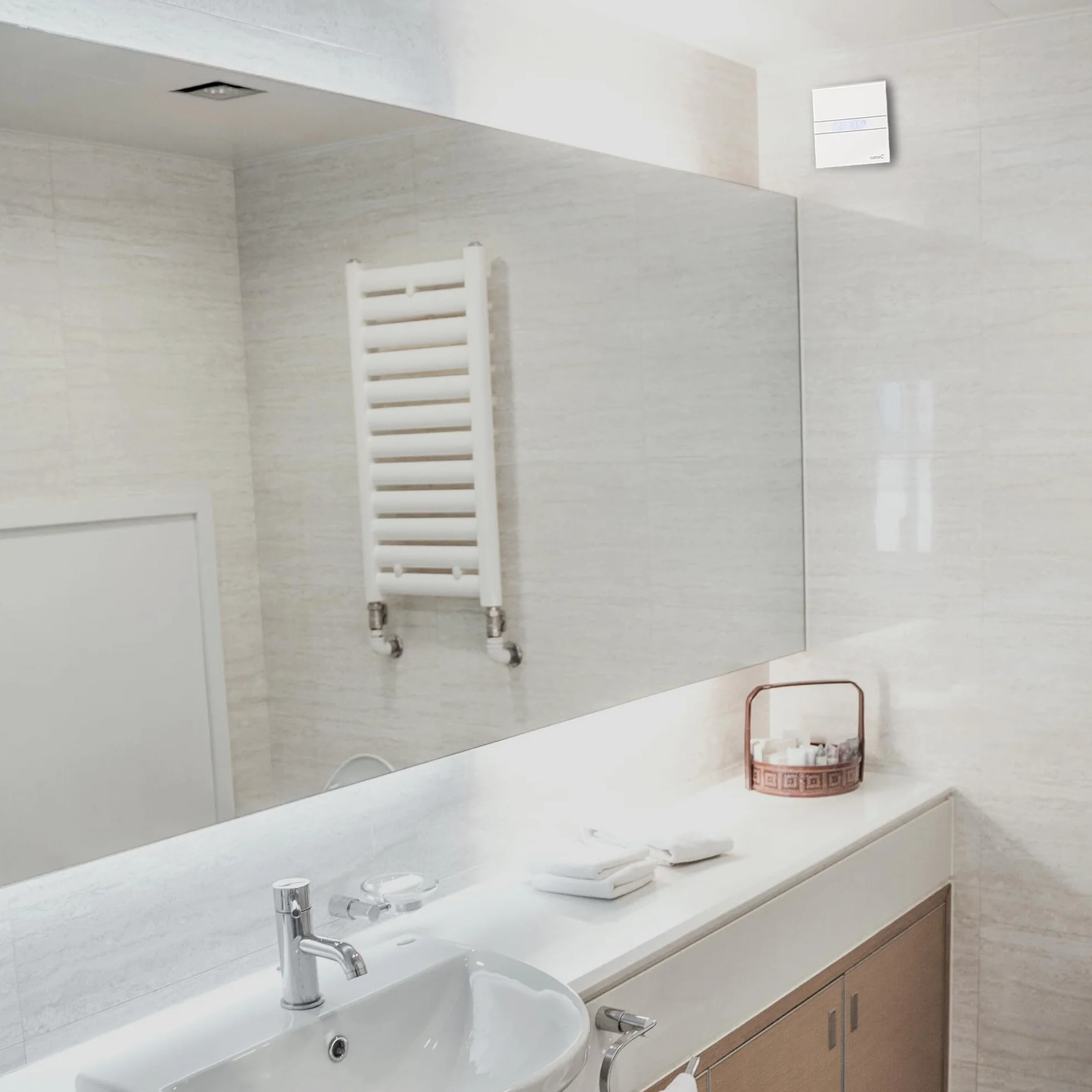 Cata e 100 GT Modelo E-100 baño silencioso, Serie e Glass, Bajo Consumo, Ventilador Extractores de aire, Alta Eficiencia Energética, 8 W, 230 V, Cristal Blanco