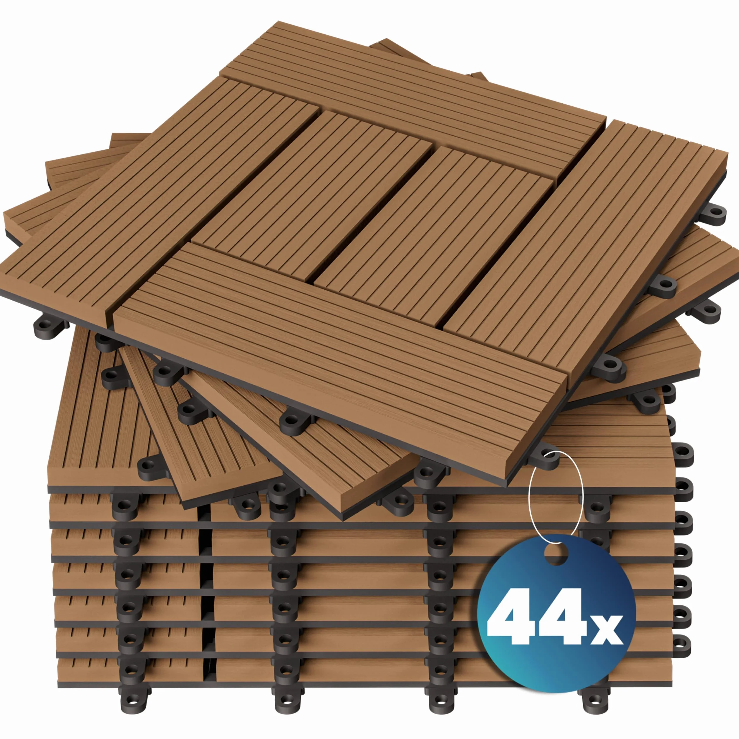 Casaria Set Baldosas Exterior WPC Losetas Jardín Antideslizantes Sistema Clic Terracota 30x30cm 4m²