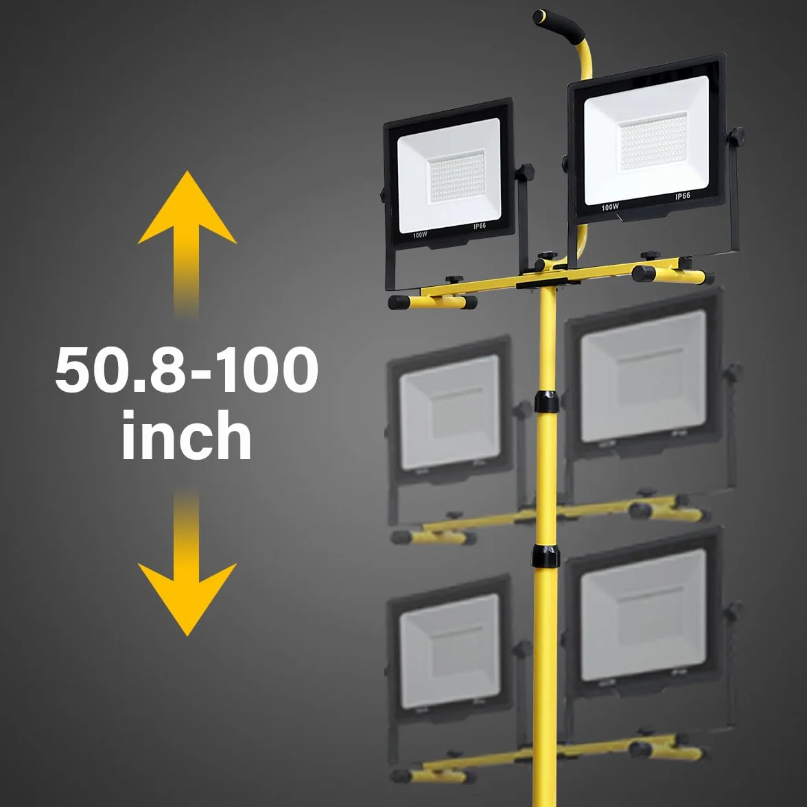 AUXTINGS 2 * 100W Focos LED Exterior Blanco Frío con Trípode Foco de trabajo LED reflector a prueba de agua IP66 para uso en interiores y exteriores garaje, campo de deportes, obra de construcción