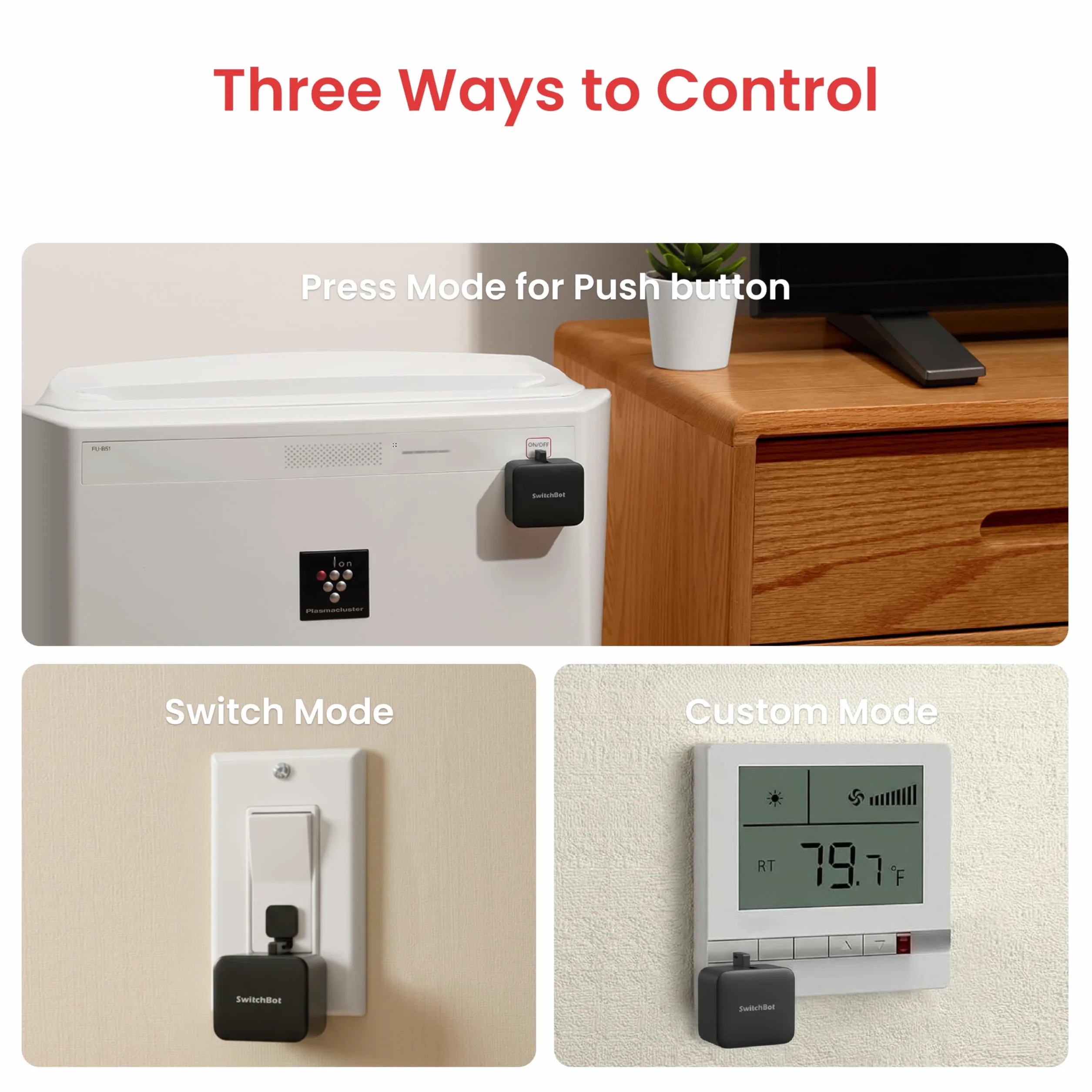 SwitchBot Smart Switch Button Pusher - Bluetooth App o Control de Temporizador, Fácil de Usar con 3 Modos, Necesita SwitchBot Hub para ser Compatible con Alexa, Google Assistant, Siri, IFTTT (Negro)