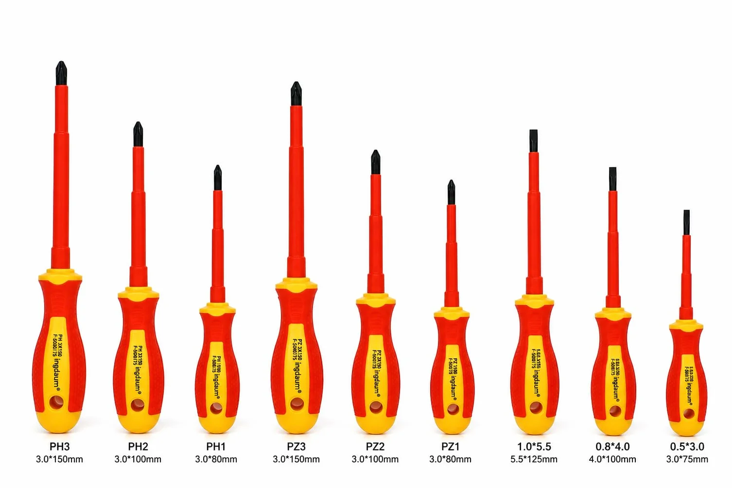Juego de Destornilladores VDE 9 Piezas | Plano, Phillips (PH) y Pozidriv (PZ), Aislados hasta 1000 V, Certificación GS según IEC 60900