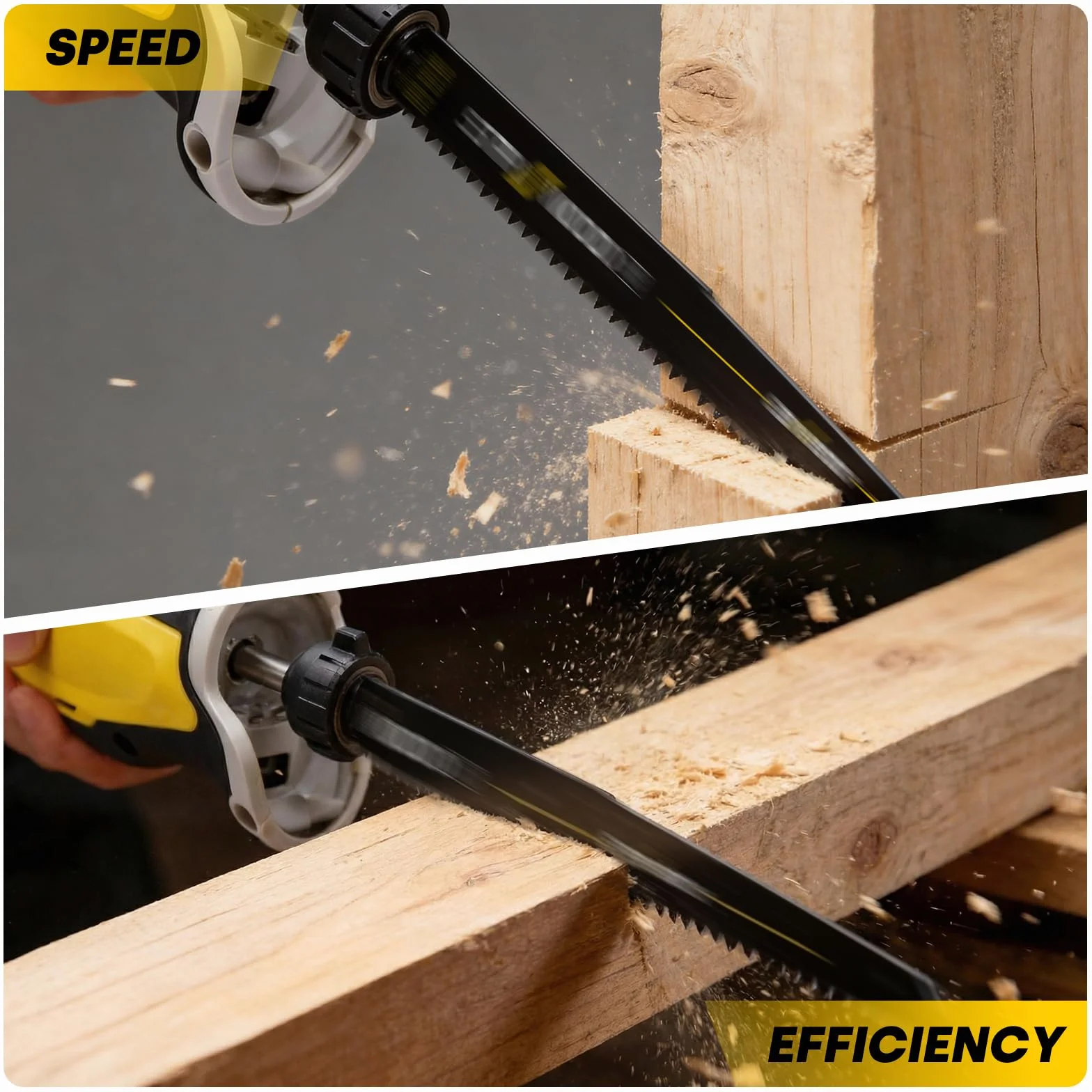 Enventor Set de 12 Piezas para Sierra Sable, Hojas de Corte Madera 152/240/300 mm 5TPI 6TPI HCS, Poda, Ramas, Madera Húmeda, Plástico PVC con Caja