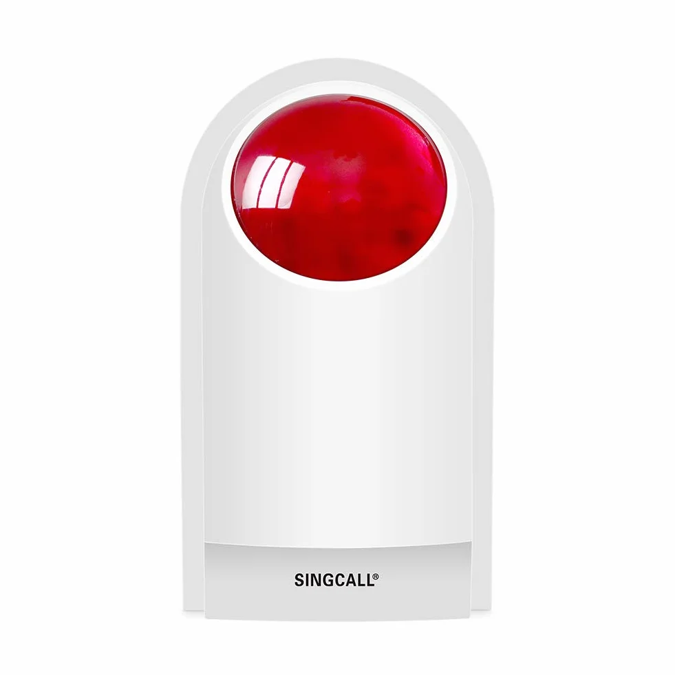 SINGCALL Sistemas de Alarma inalámbricos Sirena Exterior inalámbrica Alarma antirrobo con luz estroboscópica roja de Alerta SOS para Tienda Hogar Hotel Joyería Seguridad, 1 Sirena 2 Botones remotos
