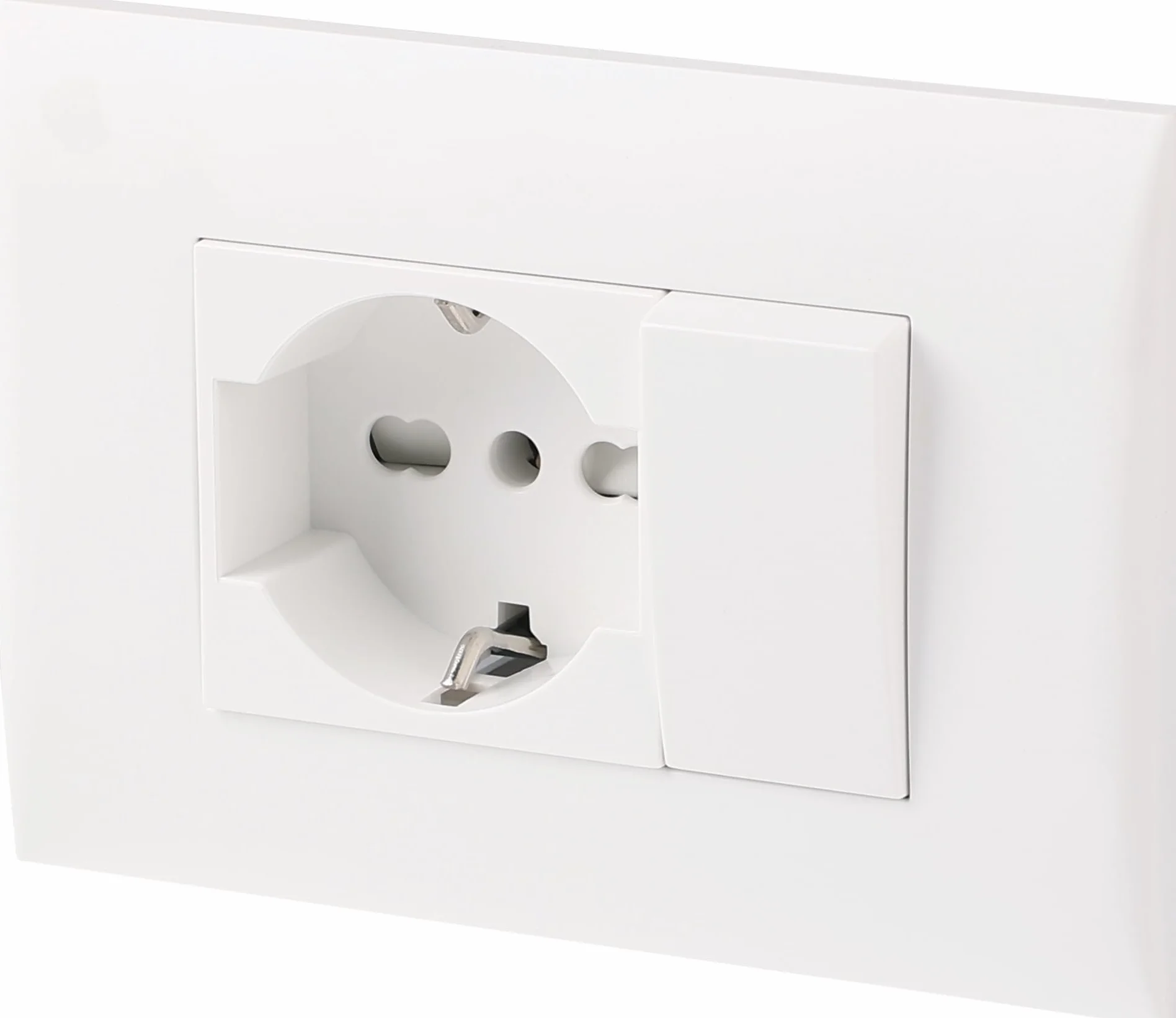 Electraline 22120 Bloque de toma universal + desviador con placa/juego placa premontada 1 toma universal P40 16 A + 1 desviador 10 A, dos tornillos de montaje, blanco