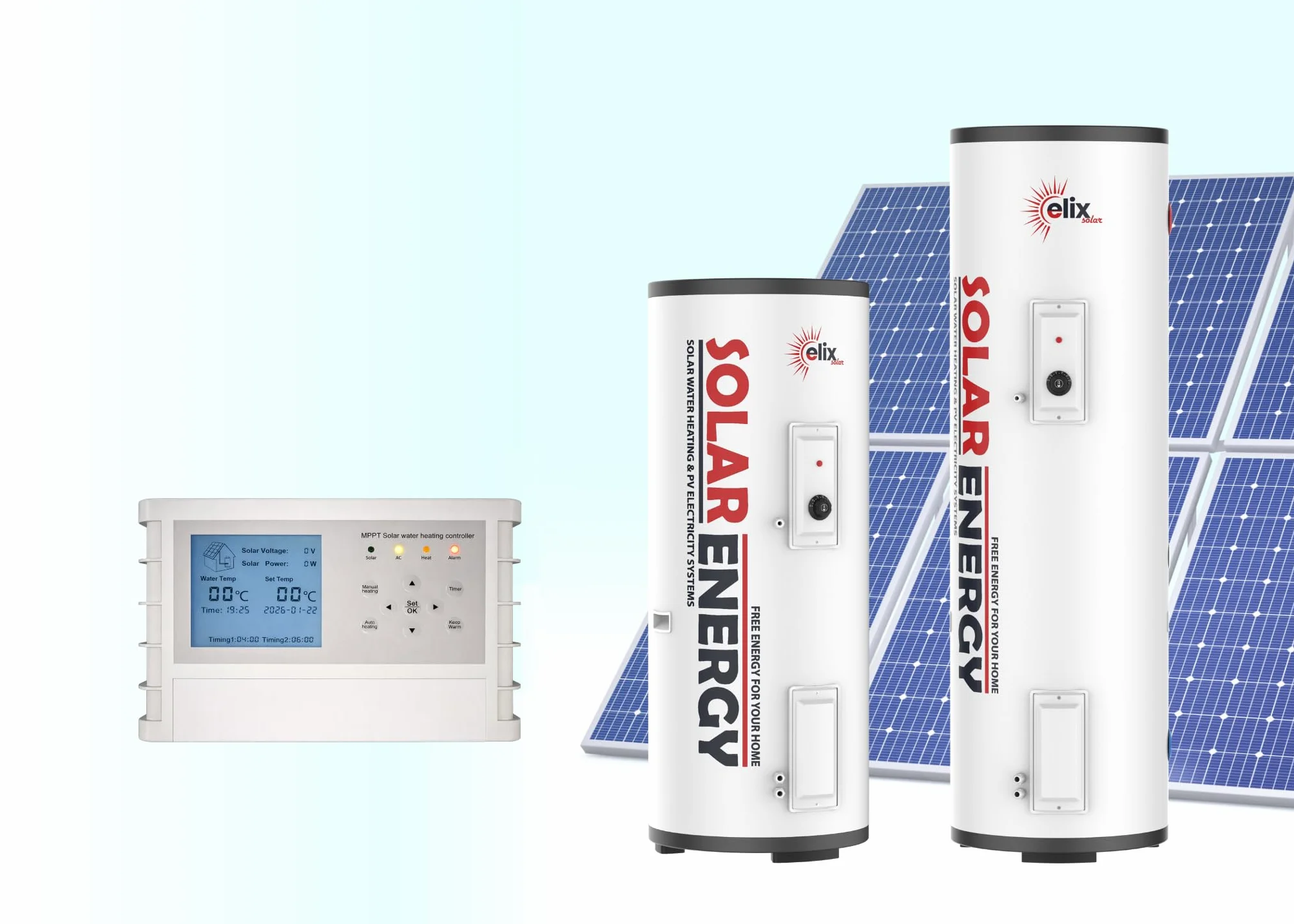 Calentador de Agua Solar Elix PV Termo Eléctrico con MPPT, 200L, DC1500W