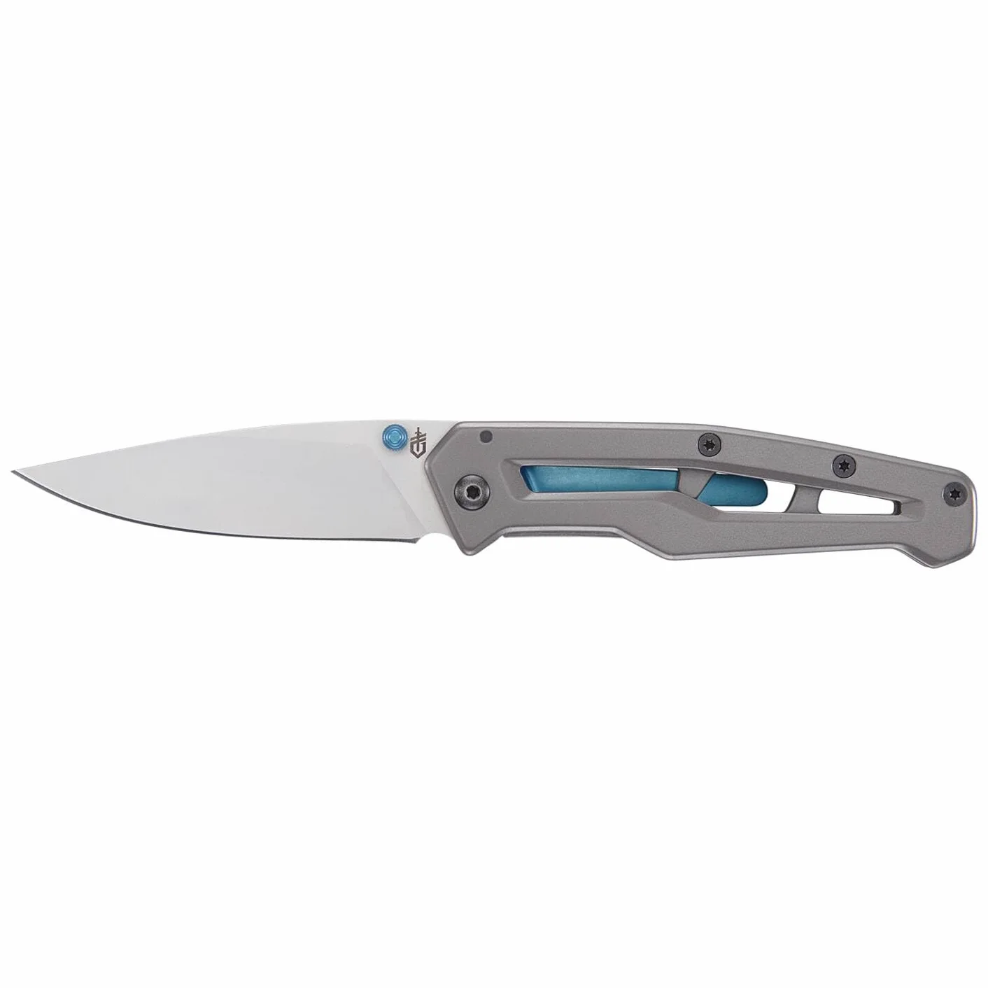 Gerber Navaja Plegable con Hoja Lisa y Gancho para Bolsillo, Longitud de la Hoja: 7,9 cm, Plata/Azul, Paralite, 1069417
