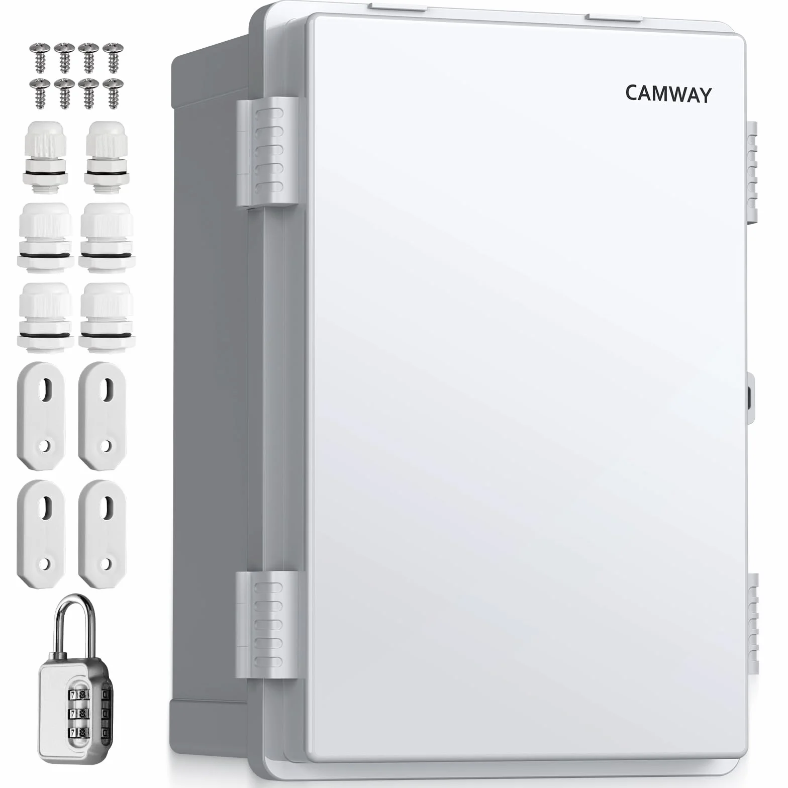 CAMWAY Caja Estanca Exterior Electrica Impermeable IP67, Cuadro Eléctrico Superficie con Carcasa Plástico ABS, Cajas de Empalmes 30 * 20 * 16cm,Blanco
