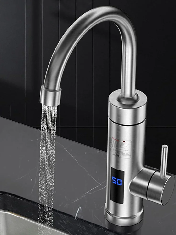 Grifo Electrico Agua Caliente, 220V 3000W Grifo Calentador de Agua Instantanea 360° LCD Torneira Electrica Agua Quente Grifo Cocina Agua Caliente Electrico para Cocina Jardín Baño Caravana Camper