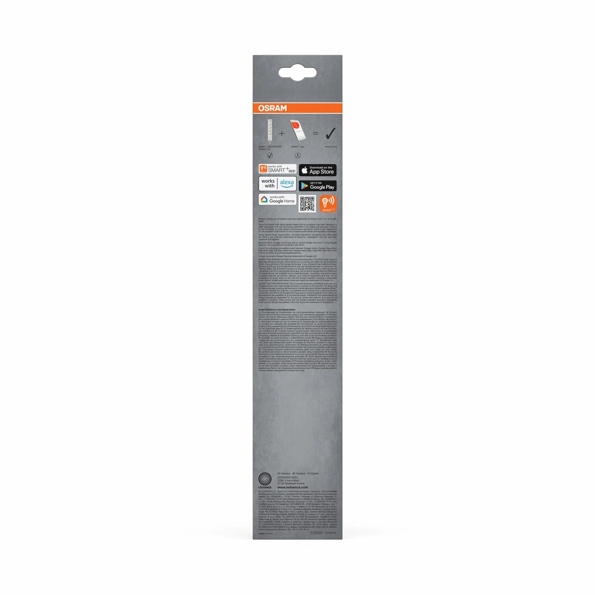 OSRAM SMART+Wifi Regleta de enchufes inteligente WiFi de 4 vías UE-UE con puertos USB inteligentes, protección IP20, para integrar dispositivos en el hogar inteligente