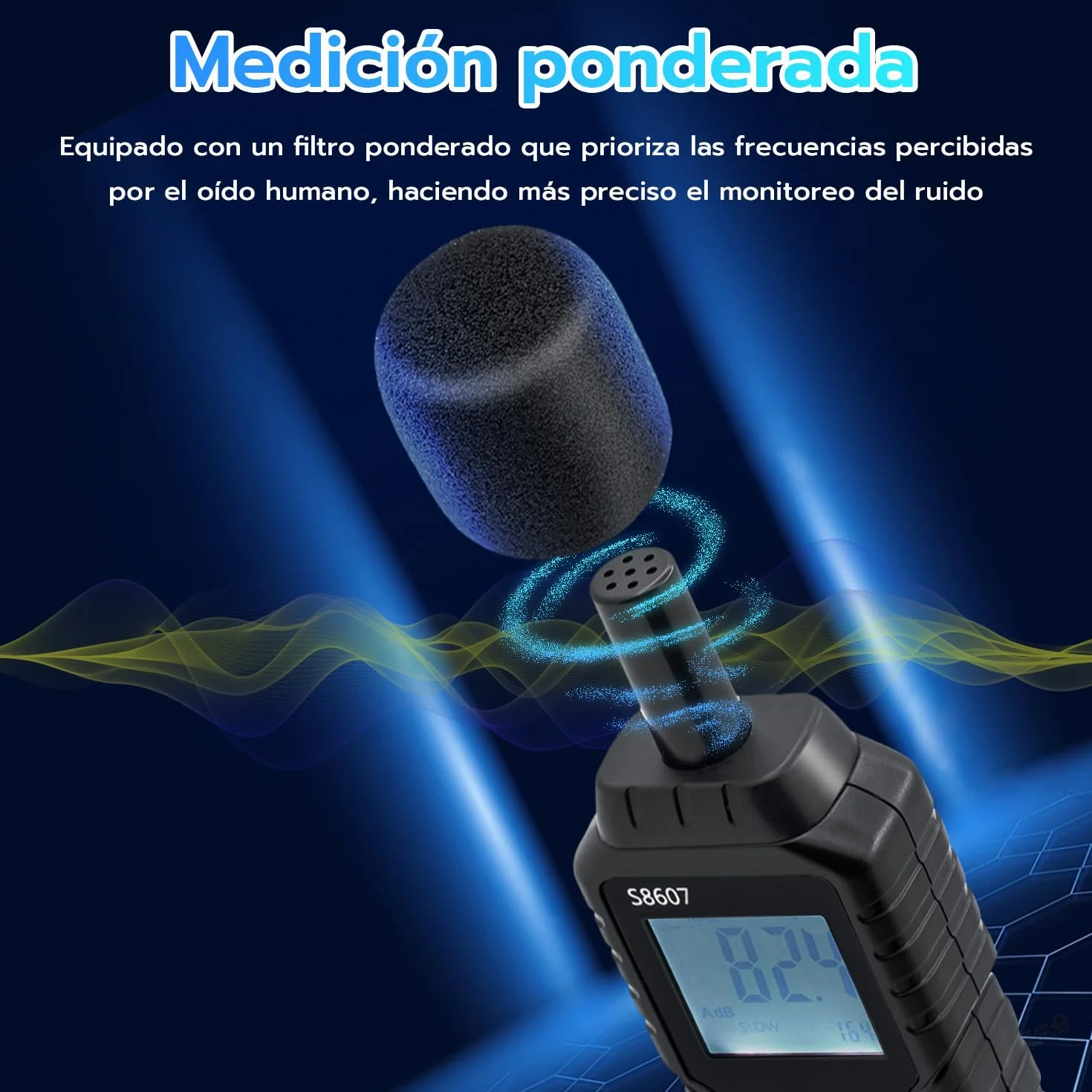 Mcbazel Medidor de Decibelios 30-130dB Pantalla LCD Retroiluminada Portátil