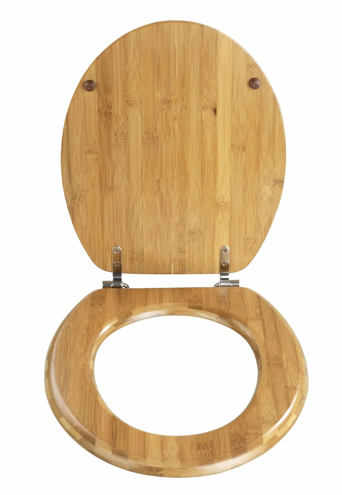 WENKO Tapa de WC Bambus - sujeción de metal- cromo, Bambú, 34.5 x 41.5 cm, Marrón oscuro
