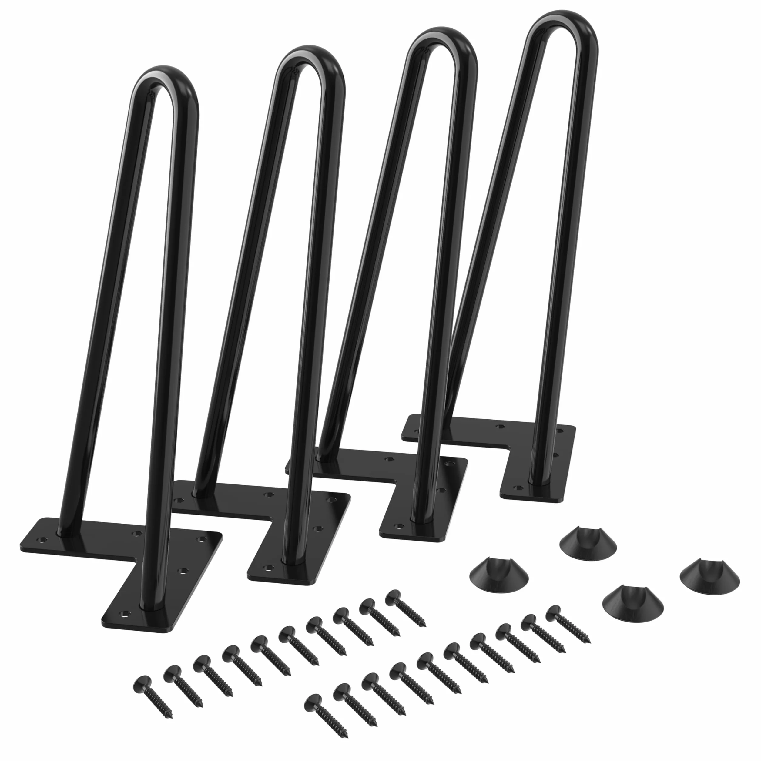 WINSOON 23CM Patas de Mesa 4pcs Patas Mueble, Moderno Industrial Negro con Protectores Suelo, DIY Muebles de Mesa de Metal de Las Piernas