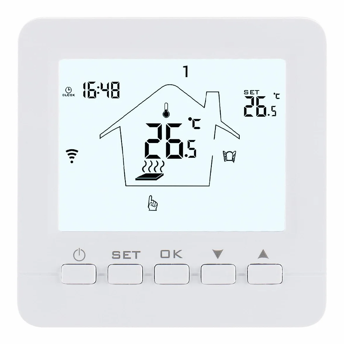 Wengart Termostato WiFi Inteligente para Suelo Radiante por Agua (3A),Modo Frío y Calor Conmutable,Compatible con Alexa/Google Home,App Tuya/Smart Life,Caja Redonda 60mm, Detección de Ventana Abierta