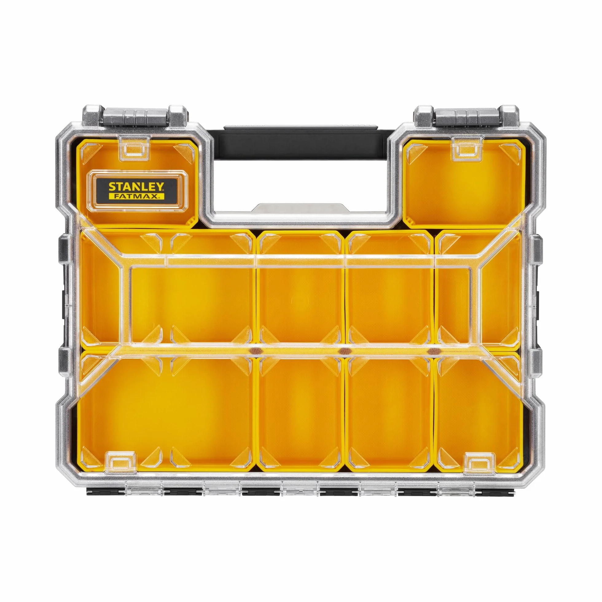 Stanley Caja de almacenamiento FatMax (44,29 cm x 35,60 cm x 11,00 cm, compartimentos profundos, cierres de plástico robustos, cajas extraíbles, tapa resistente a arañazos y golpes) 1-97-521