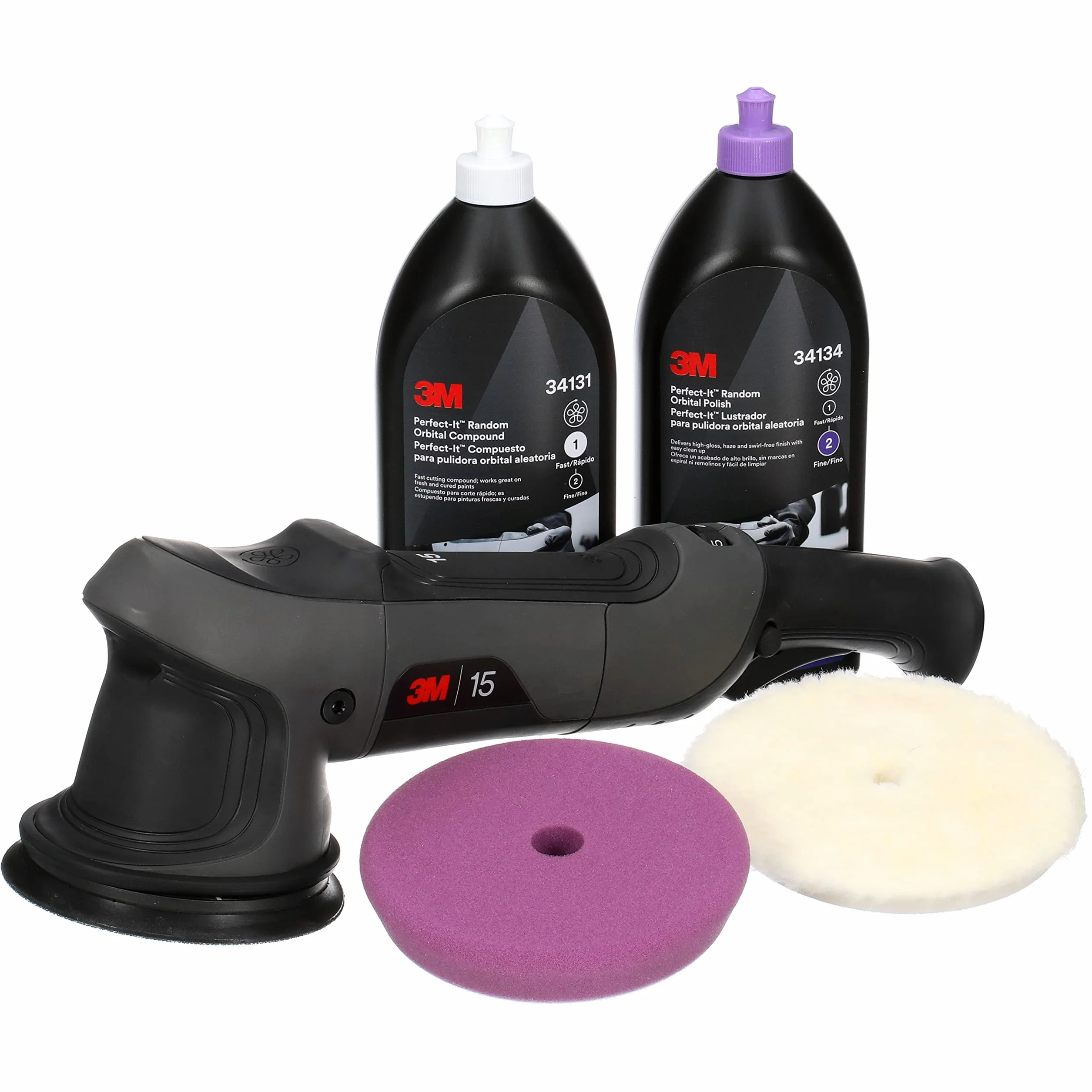 3M Perfect-It Boina de Lana de Pulido Rotorbital, 150 mm, Blanca, 34124, 2 Almohadillas por Paquete