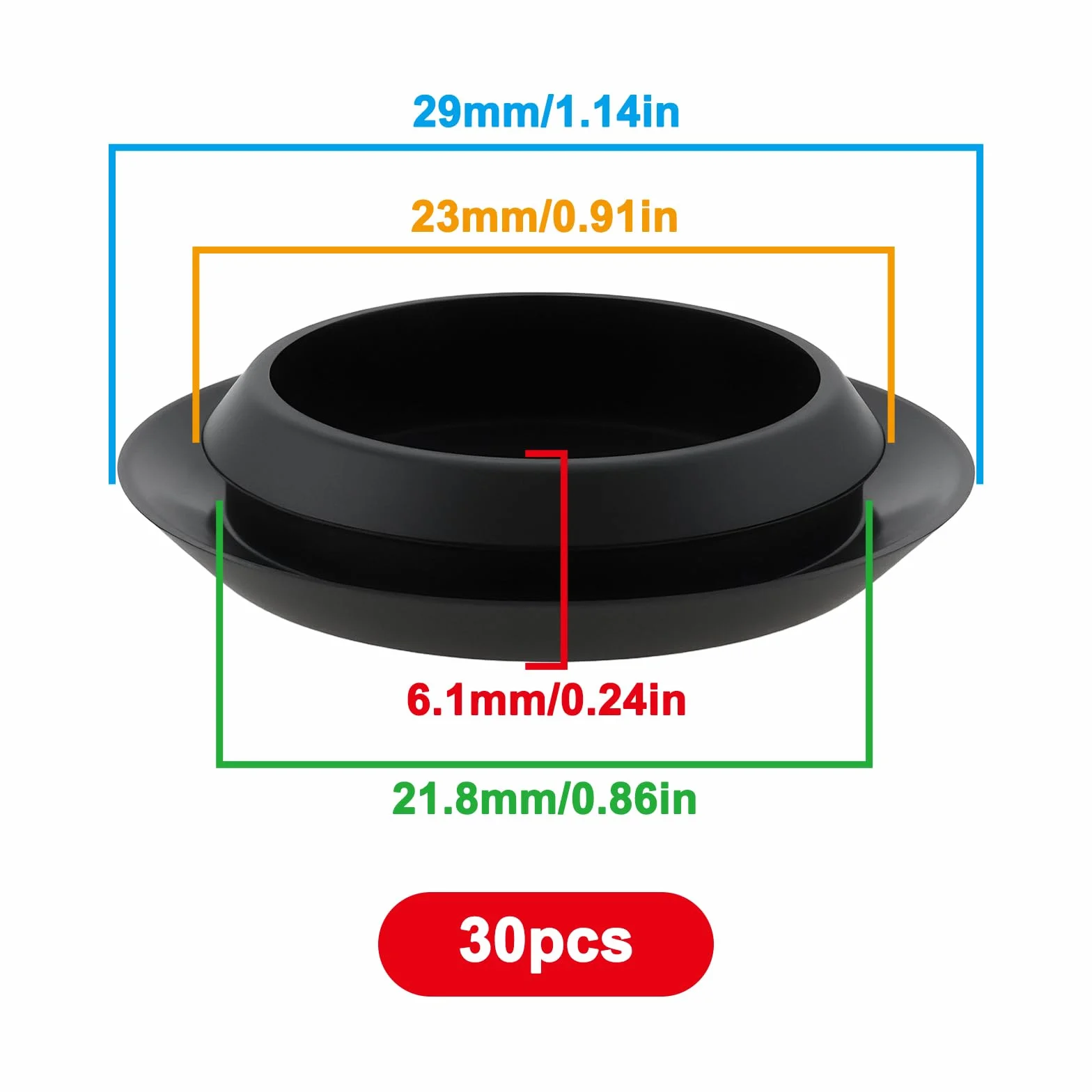 ECSiNG Tapón de Ojal Ciego para Panel de Carrocería Color Negro para Agujeros de 22-22,5 Mm 30 Unidades