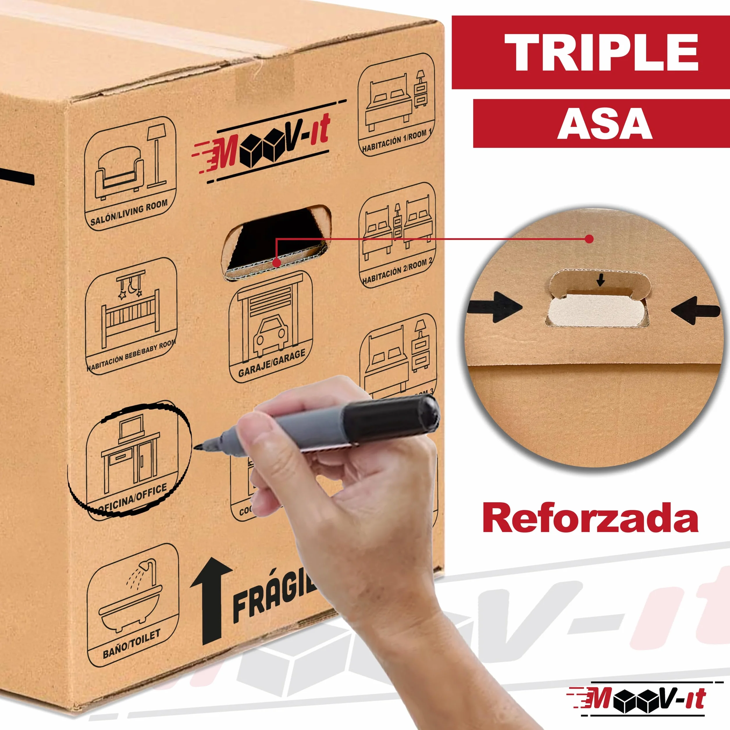Pack de 20 cajas de cartón para mudanza,50x30x30cm, Cartón reforzado y resistente. Cajas de embalaje para envíos con asas.Para almacenaje y Embalaje.Reutilizables. (20Ud. (50x30x30cm))