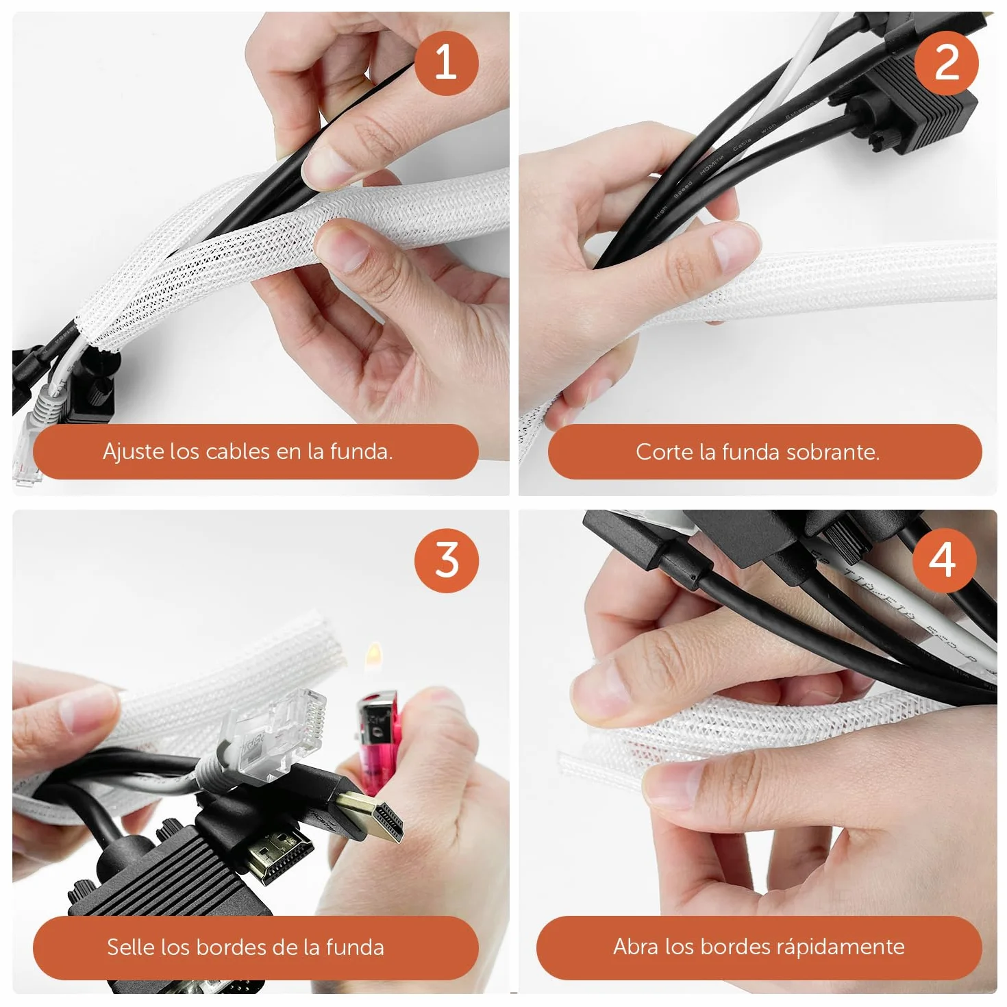 Shinfly 13mm-3m Organizador de Cables, Cubre Cables para TV PC, Blanco