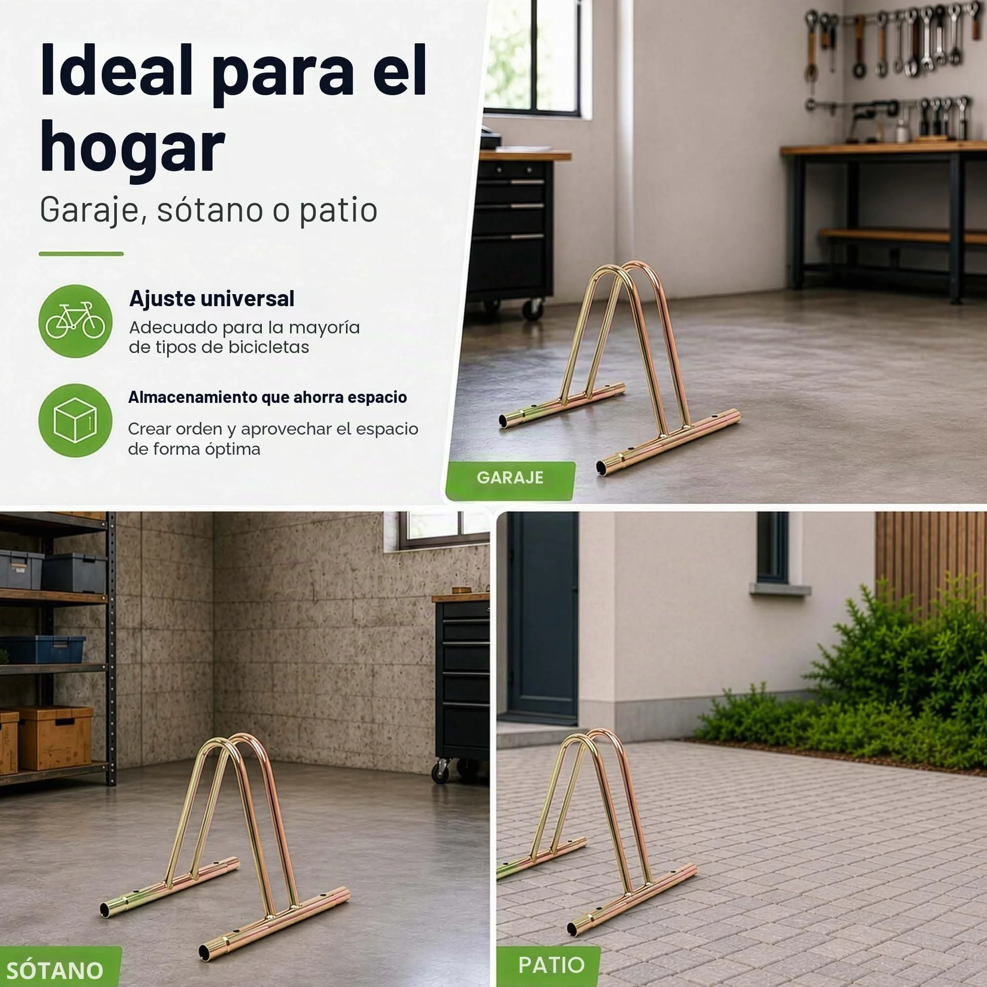WilTec Bicicletas Aparcamiento bicis Aparcabicis Metal Exterior Suelo