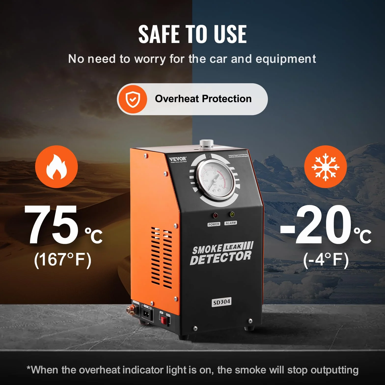 VEVOR Máquina Detectora de Fugas de Humo 8 L/min, Modo Aire, Detector Automóvil -20°C a 75°C 154x173x290 mm 19-23 PSI
