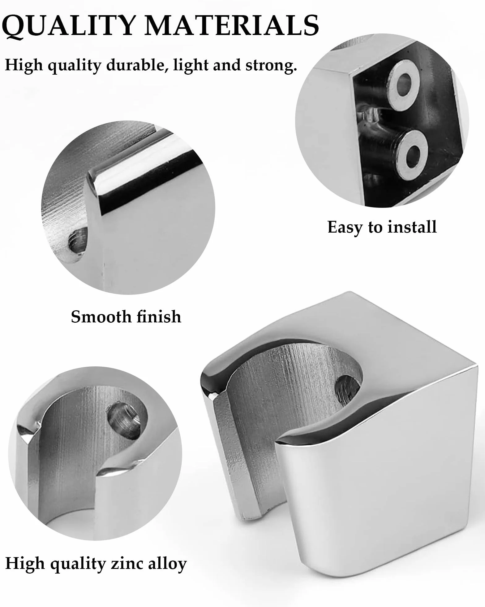 Aleación de Zinc Soporte de Ducha con Tornillos, Soporte Para Ducha de Baño, Plateado Cabezal de Ducha Soporte, Compatible con la Mayoría de Cabezales de Ducha