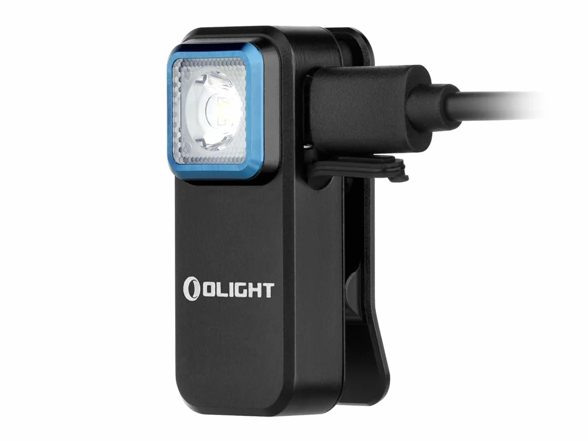 OLIGHT Oclip Linterna ángulo Recto Bicicleta, 300 LM, Luz Blanca y roja (Negra)