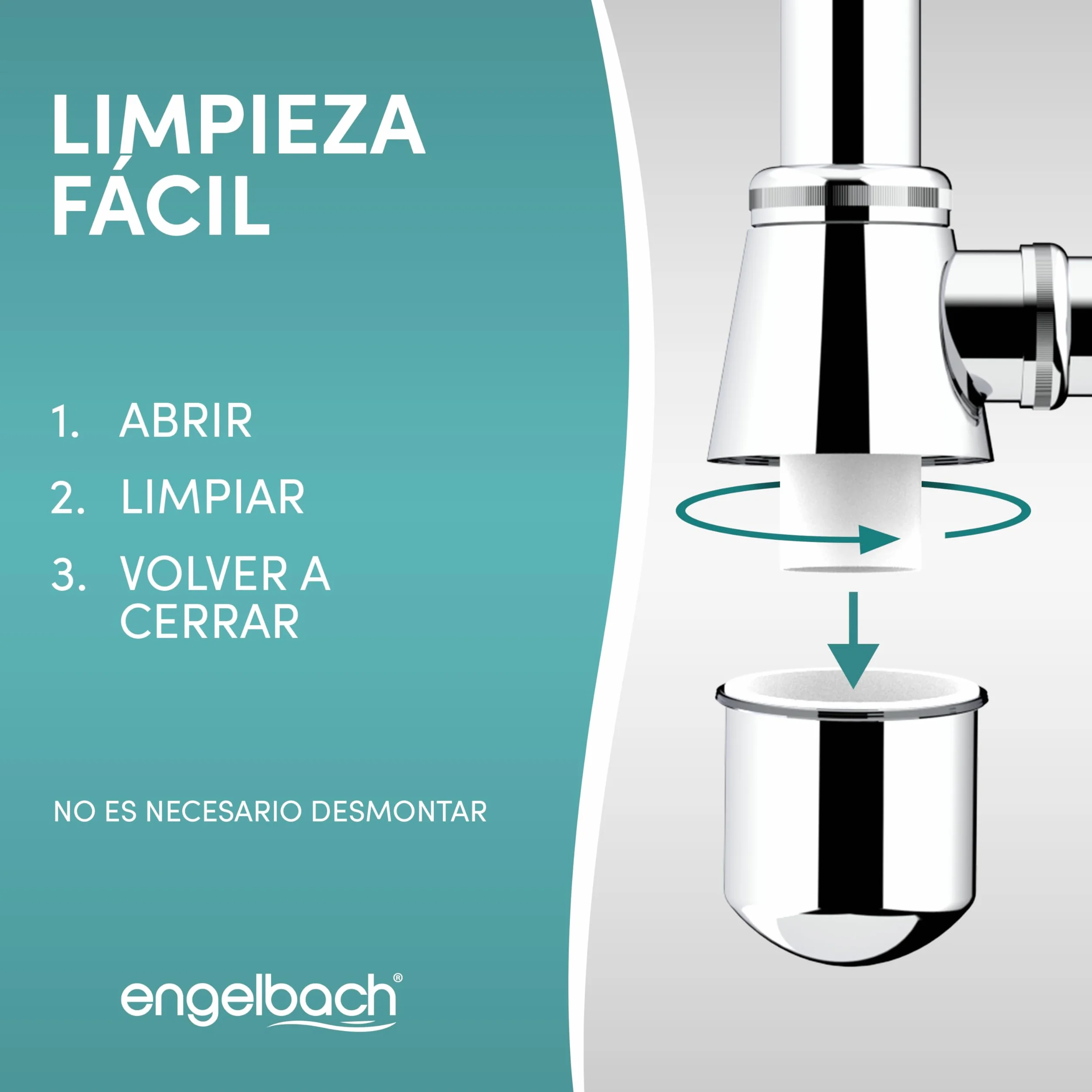 Engelbach Sifón Lavabo Universal Flexible 1 1/4" Cromado Antiolores