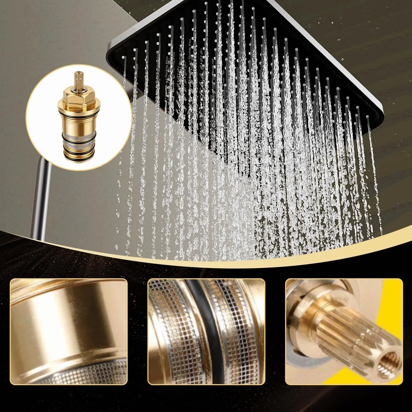 Cartucho termostático 94282000, unidad reguladora de temperatura compatible con Hansgrohe Ecostat y llenadores de baño termostáticos de 2 y 3 orificios, válvulas de compuerta de 3/4 pulgadas en latón