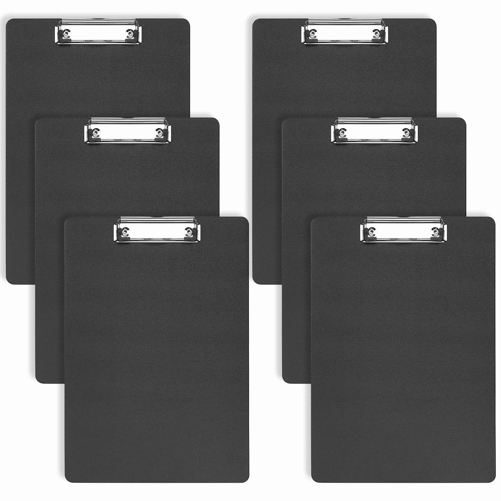 Portapapeles con Pinza A4, Carpeta de Plastico con Gancho, 6 Piezas (negro)
