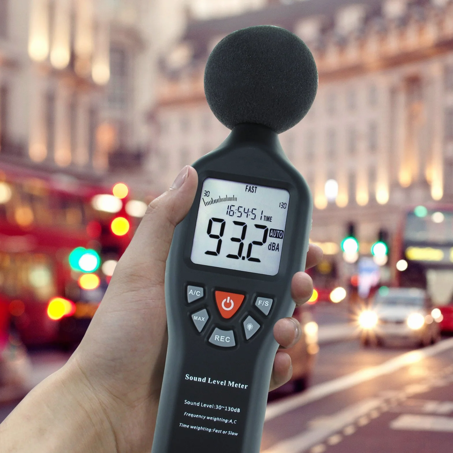 Profesional Medidor de Nivel de Sonido de Alta Precisión 30dB-130dB con Pantalla Retroiluminada