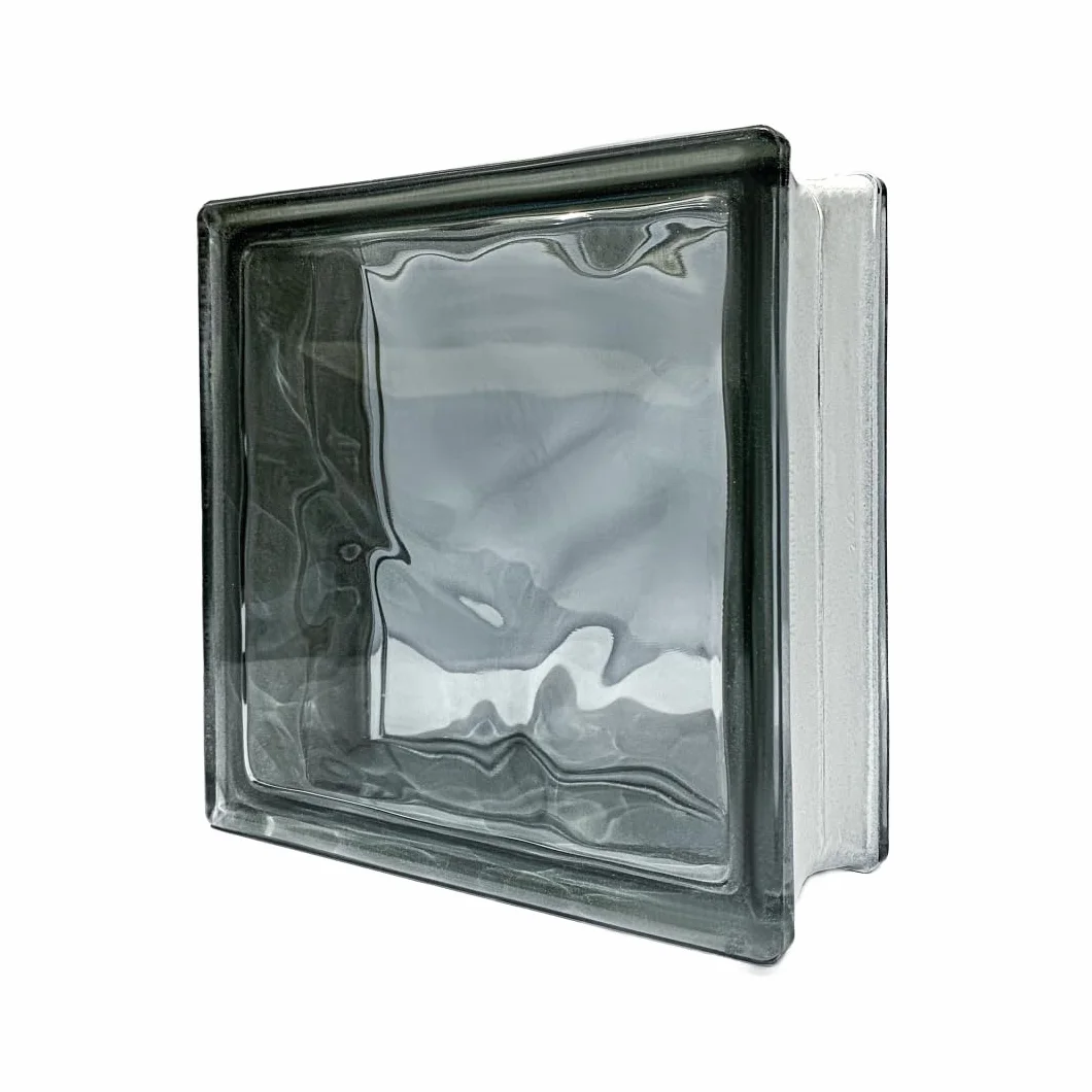 Bloque de vidrio Pavés Smart Ondulado Coloreado en la masa Grey | Dimensión 190x190x80 mm | Euro/pza. 5,80 |Unidad de venta: una caja de 6 pzas.