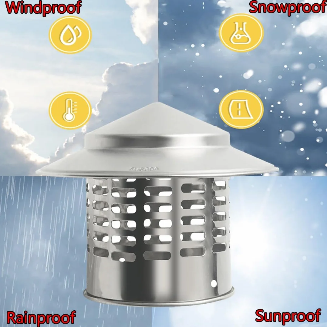 110 Mm/160 Mm/200 Mm/250 Mm/300 Mm Tapa Para Chimenea De Acero Inoxidable 304, Sombrero De Ventilación Chino, Sombrerete De Nieve De Lluvia, Protector De Pájaro Para Chimenea(250 mm-9.8 in)