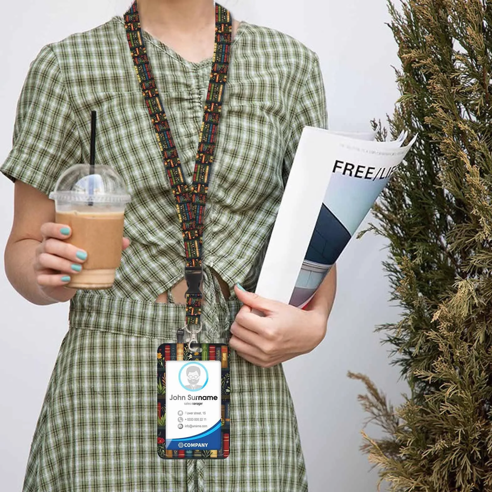 Portatarjetas con cordón para gargantilla, titular de tarjetas con bobinas retráctiles, desmontable Lanyard, Swivel Lobster Clasp
