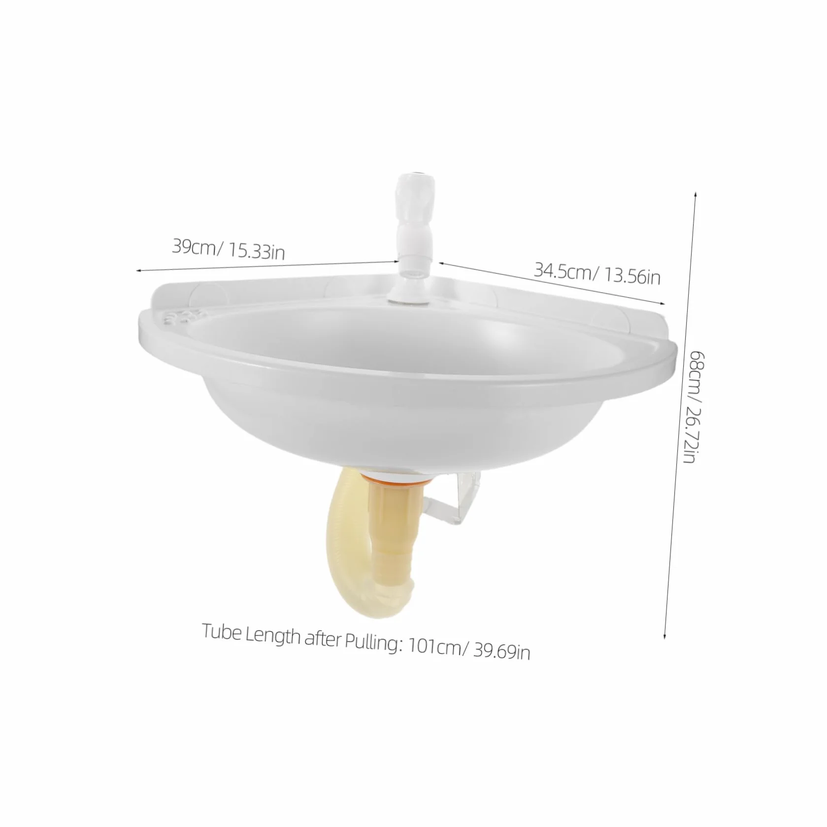 Operitacx Lavabo de Baño Triangular de Plástico con Grifo, Montaje en Pared, Compacto Color Claro para Baño Pequeño, Fregadero de Esquina Suspendido, Solución para Espacios Reducidos, 1