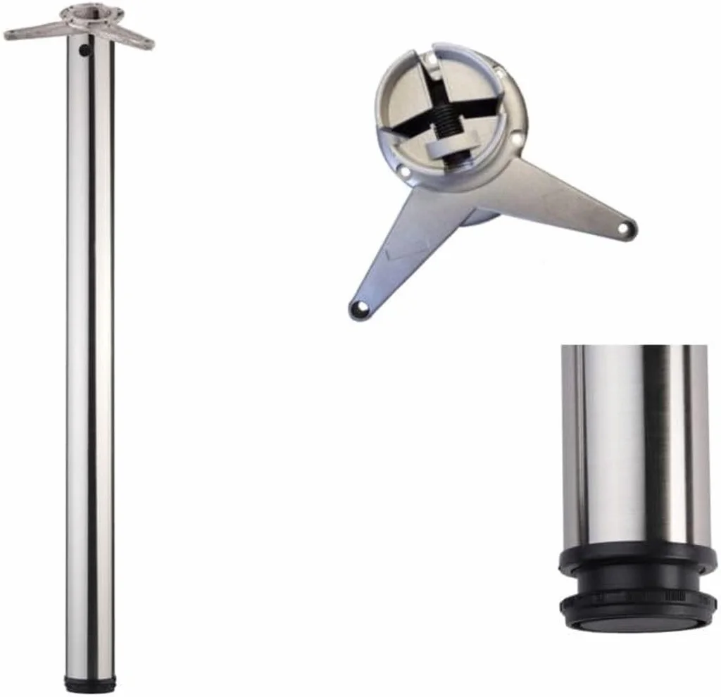 Pata regulable 870 mm + 40 mm, aspecto de acero inoxidable, redondo Tubo D 60 mm Muebles Soporte kürzbar mittls Flex Sierra pata de mesa mesa