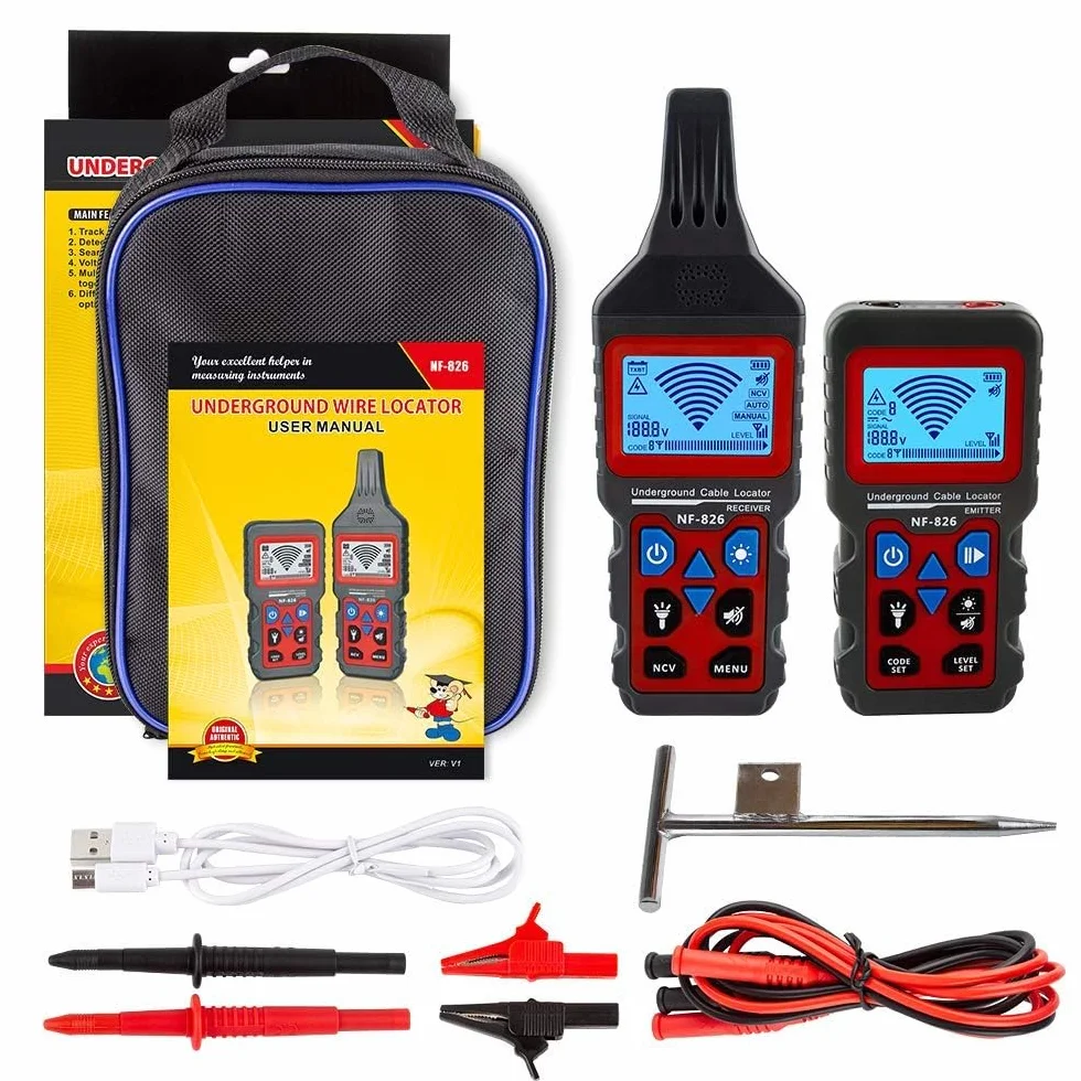 NOYAFA NF-826 Detector de Cables Subterráneos - Localizador de Cables y Líneas Eléctricas en Pared y Tierra, Buscador de Cables Ocultos para Electricidad y Cableado