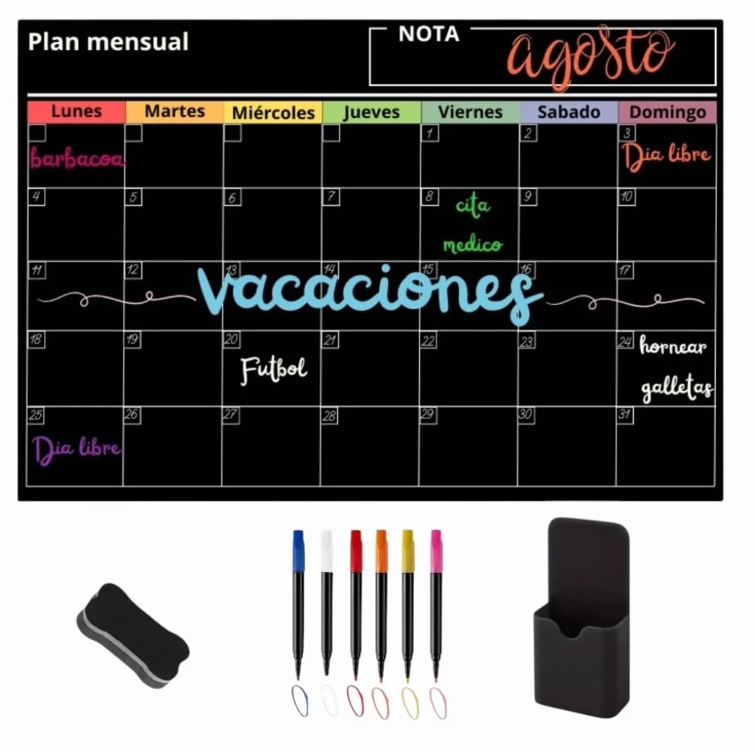 Calendario Magnetico Nevera Planificador Mensual Pizarra Magnetica 5 Rotuladores Borrador