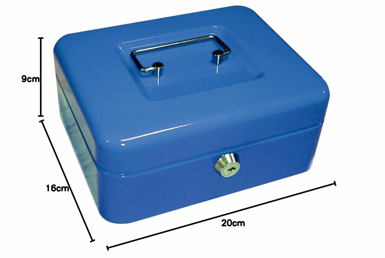 Q-Connect Caja Caudales 8" 200x160x90 Mm Azul Con Portamonedas