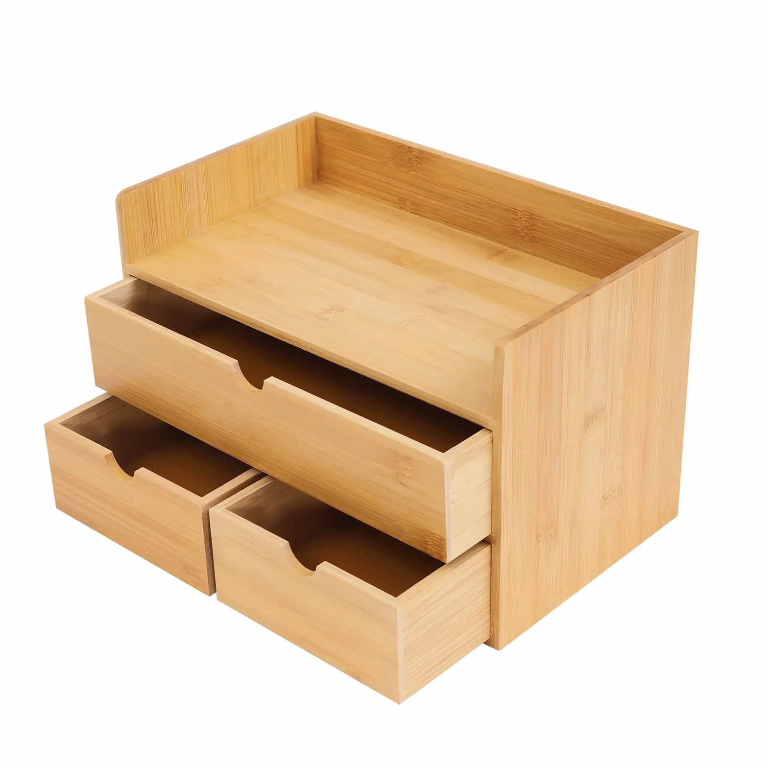 Cajonera de bambú con 3 cajones, 33 x 19 x 20 cm, para sellos, notas, clips de papel, tijeras (de 2 a partir de 1 emparejamiento) (A1)