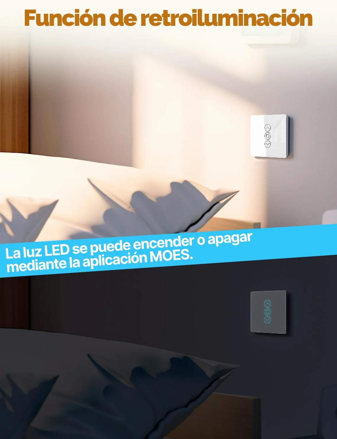 MOES Interruptor de Persianas Inteligente WiFi 2.5D, Control de Persianas con Ajuste de Porcentajes, Temporizador y Control por Voz, Compatible con Alexa y Google Home, Requiere Cable Neutro 4 PCS