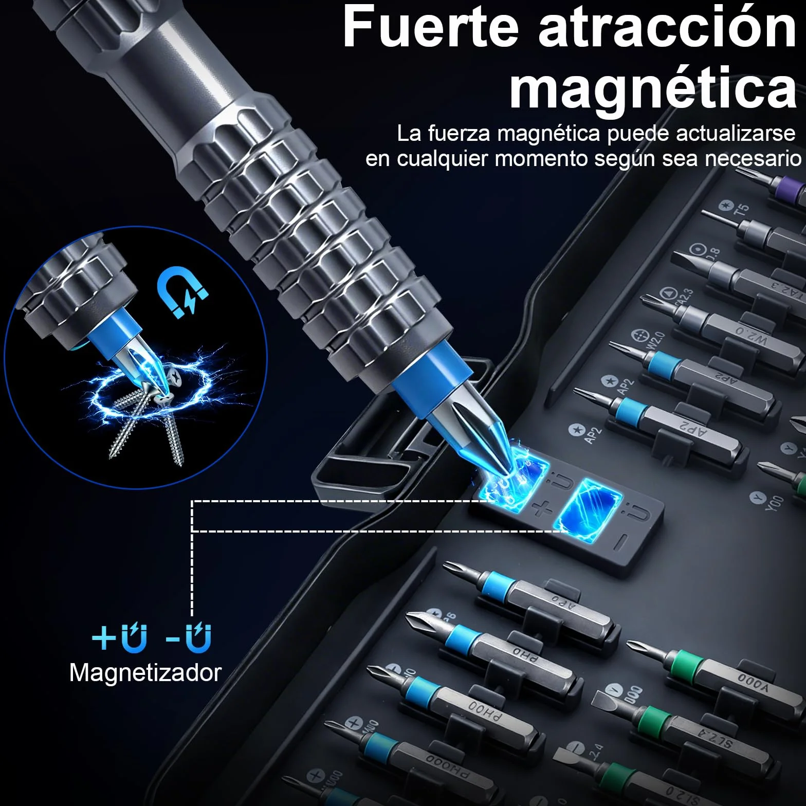 Juego de destornilladores de carraca, 66 en 1 juego de destornillador carraca magnéticos, puntas de acero S2, mango en T extraíble para tornillos de para muebles, instrumentos de precisión, etc
