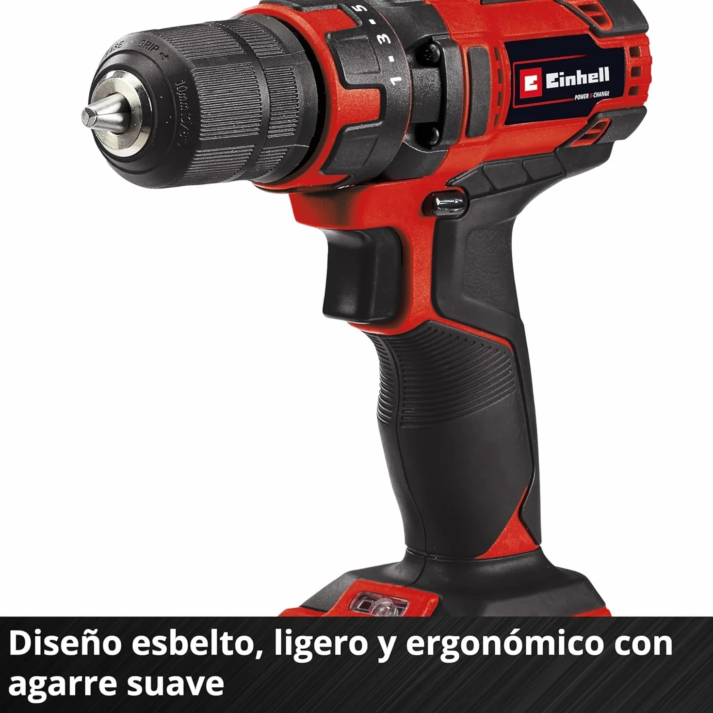 Einhell TC-CD 18/35 Taladro/destornillador inalámbrico Li - Solo Power X-Change (iones de litio, atenuador electrónico, iluminación LED, sin batería ni cargador) Rojo, Negro
